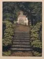 Gertrud Schäfer, Schloßpark, Farblithografie auf bräunlichem Karton