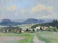 Camillo Schneidenbach, (zugeschr.), Blick auf den Königstein. 1. H. 20. Jh, Gouache und Aquarell auf leichtem Karton