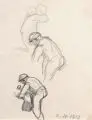 Robert Sterl, Arbeiter im Steinbruch, 1913, Grafitzeichnung auf feinem Maschinenbütten