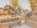 Theodor Uebigau, Altes Forsthaus im Herbst, Aquarell und Deckfarbe über Blei