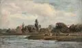 Thomas Sidney Cooper, Studie einer Landschaft mit weidenden Kühen. 2. H. 19. Jh, Öl auf Holz