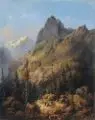 Albert Ludwig Trippel, Rast im Gebirge. Wohl um 1840, Öl auf Leinwand