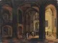 Christian Stöcklin, (in der Art von), Auf dem Weg zum Verlies eines Schlosses. Wohl Ende 18. Jh, Öl auf Holz