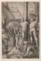 Hendrick Goltzius, Die Geißelung Christi, 1597, Kupferstich auf Bütten mit Wasserzeichen (nicht identifiziert)