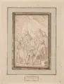 Philibert-Benoît de La Rue, (zugeschr.), Im Salon / Infanterie. Mitte 18. Jh, Federzeichnungen in schwarzer Tusche, braun laviert, auf Bütten