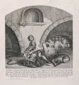 Johann Elias Ridinger, Scene aus einer Thiermenagerie, Radierung auf Bütten mit nicht identifiziertem Wasserzeichen