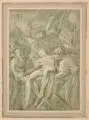 Andrea Scacciati II, Grablegung Christi. Mitte 18. Jh, Radierung und Farbaquatinta nach Ludovico Carracci