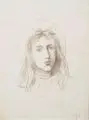 Pierre Puvis de Chavannes, Tête de jeune Fille, Lithografie auf festem Papier