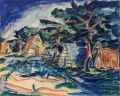 Heinz Lewerenz, Darßlandschaft, 1921, Aquarell und Gouache über Federzeichnung in schwarzer Tusche auf kräftigem, gelblichen Papier