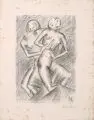 Milly Steger, Zwei weibliche Akte, tanzend. 1920er Jahre, Lithografie auf Maschinenbütten mit Wasserzeichen