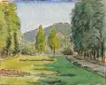 Gertrud Schäfer, Sommer im Park. Wohl um 1910, Aquarell auf kräftigem Japanpapier