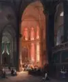 Carlo Canella, Blick in den Chor der Frari-Kirche in Venedig. Mitte 19. Jh, Öl auf Leinwand, auf eine Spanplatte maroufliert