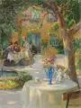 Rudolf Poeschmann, Kaffeegarten, Öl auf Leinwand