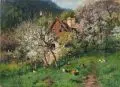 Gustav Adolf Thamm, Frühling in Kuntratitz (Kundratitz, Tschechien). Anfang 20. Jh, Öl auf kaschierter Malpappe