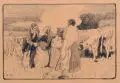 Robert Sterl, Kartoffelernte, 1900, Lithografie auf bräunlichem Papier