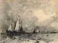 Hans am Ende, Seestück mit Segelschiffen. Anfang 20. Jh