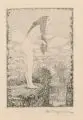 Heinrich Vogeler, Die Nymphe, 1907, Radierung und Kaltnadel, handkoloriert, auf Atlasseide