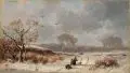 Adolf Stademann, Winterlandschaft mit heimkehrenden Bauern. Mitte 19. Jh, Öl auf Leinwand