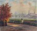 Ermenegildo Carlo Donadini, Blick vom Japanischen Palais auf die Altstadt von Dresden. Wohl 1920er Jahre, Öl auf Leinwand
