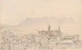Oskar von Alvensleben, Manresa und der Montserrat, 1861, Aquarell über Bleistiftzeichnung auf Papier