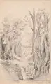 Oskar von Alvensleben, Landschaft auf Teneriffa / Porträt eines Spaniers, 1861/1862, Federzeichnungen in Tusche über Blei sowie Bleistiftzeichnung auf Papier