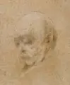 Franz von Lenbach, Otto Fürst von Bismarck. Mitte 1890er Jahre, Bleistiftzeichnung über bräunlicher Kreide, sparsam weiß gehöht, auf sehr kräftigem Karton