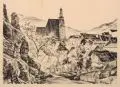 Otto Fischer, Kleinstadt in der Sächsischen Schweiz, Um 1910, Lithografie auf Papier