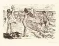Max Liebermann, Badende Knaben beim Hemdanziehen, 1922, Federlithographie auf Japan
