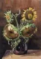 Erich Lindenau, Sonnenblumen, 1932, Aquarell auf "PM-Fabriano"-Bütten