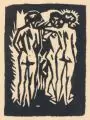 August Macke, Komposition (Drei Akte), 1912, Linolschnitt auf kräftigem, cremefarbenen Papier