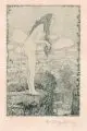 Heinrich Vogeler, Die Nymphe, 1907, Radierung und Kaltnadel, handkoloriert, auf Atlasseide