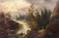 Josef Thoma, Jäger am Wasserfall im Gebirge. Mitte 19. Jh