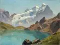 Eduard Freiherr von Handel-Mazzetti, Alpenlandschaft, 1942, Öl auf Hartfaser