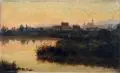 Heinrich Hoffmann, Herbstabend an der Fulda (bei Kassel), Öl auf Leinwand, auf Malpappe montiert