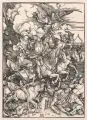 Die apokalyptischen Reiter by Albrecht Durer, Tiefdrucke auf unterschiedlichen Papieren, sold Mar 2017