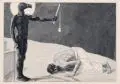 Sascha Schneider, Der Mammon und sein Sklave, 1897, Holzstich auf China, auf Untersatzkarton gewalzt