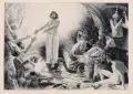 Sascha Schneider, Christus in der Vorhölle, 1896-1900, Holzstich auf Karton