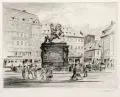 Julius Arthur Barth, Arthur Barth, Dresden - Neustädter Markt mit Goldenem Reiter. 1. Viertel 20. Jh, Radierung auf kräftigem Papier