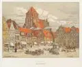 Arthur Bendrat, Die Marienkirche in Greifswald, 1909, Farblithografie auf festem Papier