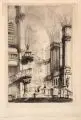 Georg Erler, Blick ins Innere der Dresdner Frauenkirche. Frühes 20. Jh, Radierung auf Kupferdruckkarton