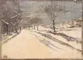 Margarethe Geibel, Landschaft im Winter, Farbholzschnitt auf Japan