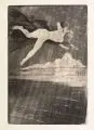 Max Klinger, Die Sehnsucht / Fliegendes Paar, 1909, Radierung und Aquatinta auf gelblichem Japan
