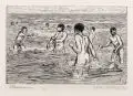 Max Liebermann, Badende Jungen, 1922, Holzschnitt - Zeichnung auf China