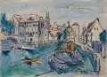 Hubert Rüther, Die Bootspartie, Aquarell und Pinselzeichnung in Tusche über Blei auf bräunlichem Papier