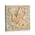 Ernst Ebert, Fische / Komposition mit Rechtecken und Kreisen. Ohne Jahr, Holz, grundiert und farbig gefasst