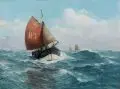 Ernst Frommhold, Fischerboot auf See. Anfang 20. Jh, Öl auf Leinwand