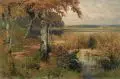 Oscar Leu, Herbststimmung am See, 1903, Öl auf Leinwand