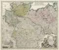 Michael Kauffer, Saxonia inferior, Kupferstich, rand- und partiell flächenkoloriert, auf Bütten