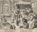 Crispijn de Passe d. Ä., Der reiche Mann auf dem Sterbebett, Um 1600, Kupferstich auf Bütten