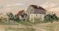 Berthelen, (?), Altes Gehöft, 1875, Aquarell über Bleistift auf bräunlichem, kräftigen Papier